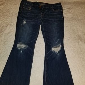 American eagle jeans, womens size 16 short,artist flare,AEO DENIM,distressed